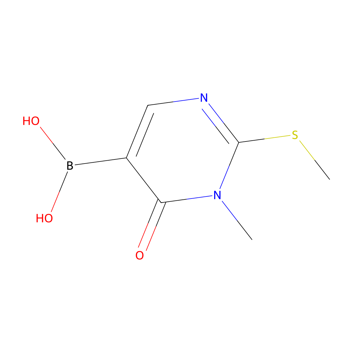 (1-Methyl-2-(methylthio)-6-oxo-1,6-dihydropyrimidin-5-yl)boronic acid molecular structure, CAS 2304634-39-5