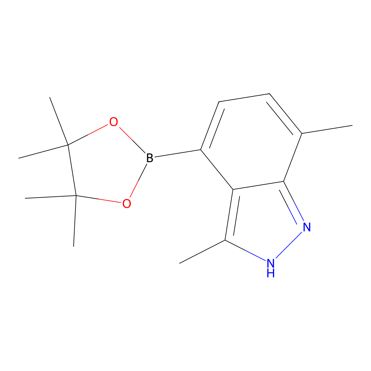 3,7-Dimethyl-4-(4,4,5,5-tetramethyl-1,3,2-dioxaborolan-2-yl)-1H-indazole molecular structure, CAS 2304634-53-3