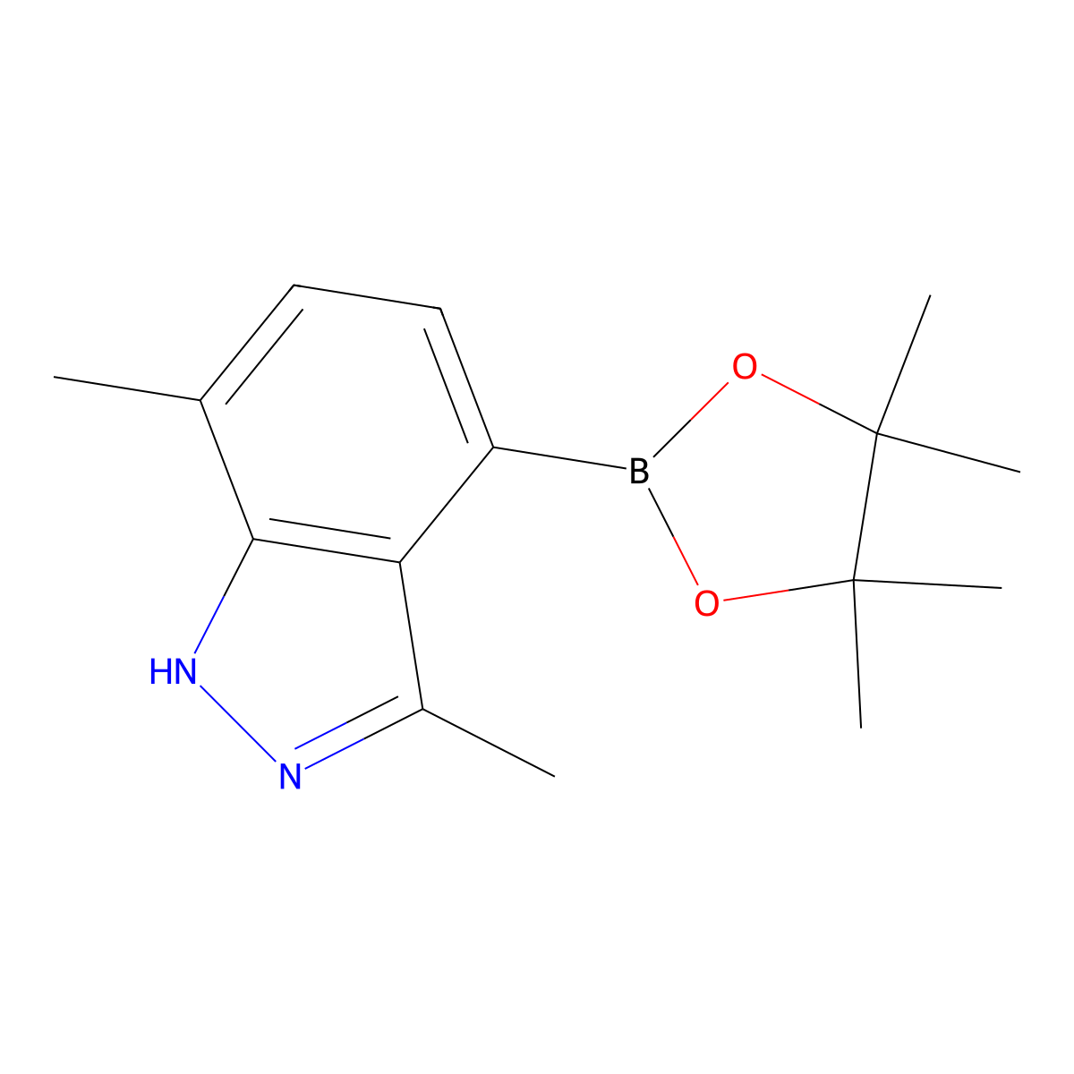 3,7-Dimethyl-4-(4,4,5,5-tetramethyl-1,3,2-dioxaborolan-2-yl)-1H-indazole molecular structure, CAS 2304634-53-3