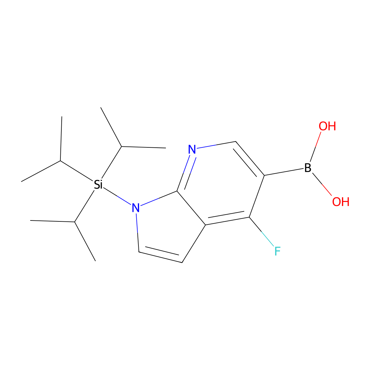 {4-Fluoro-1-[tris(propan-2-yl)silyl]-1H-pyrrolo[2,3-b]pyridin-5-yl}boronic acid molecular structure, CAS 2304634-59-9