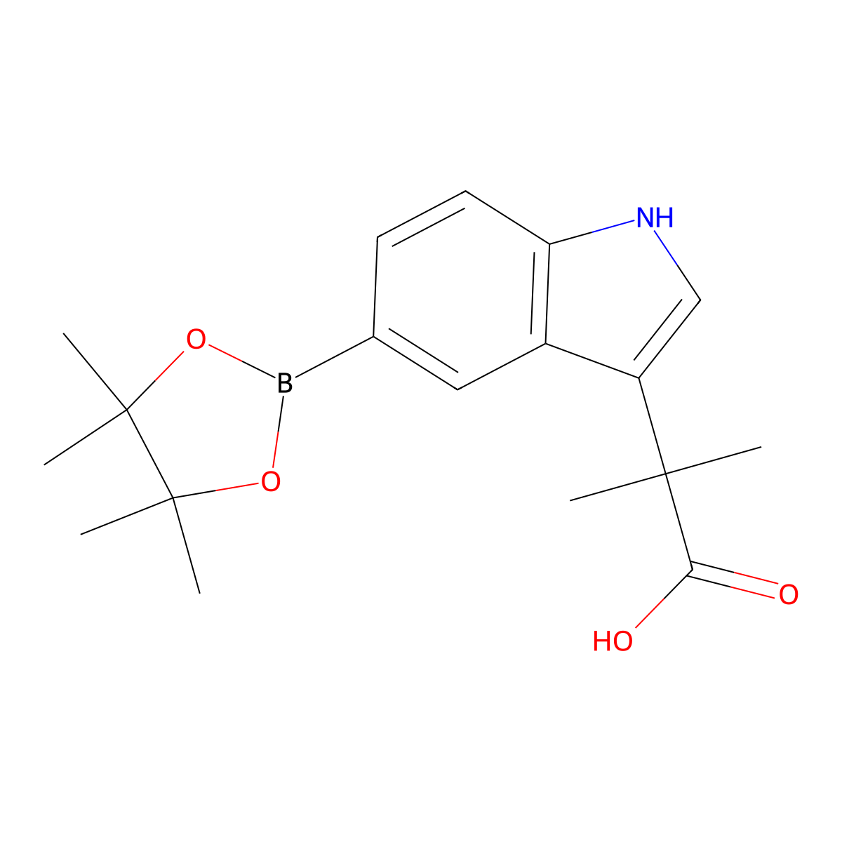 2-(5-Borono-1H-indol-3-yl)-2-methylpropanoic acid pinacol ester molecular structure, CAS 2304634-60-2