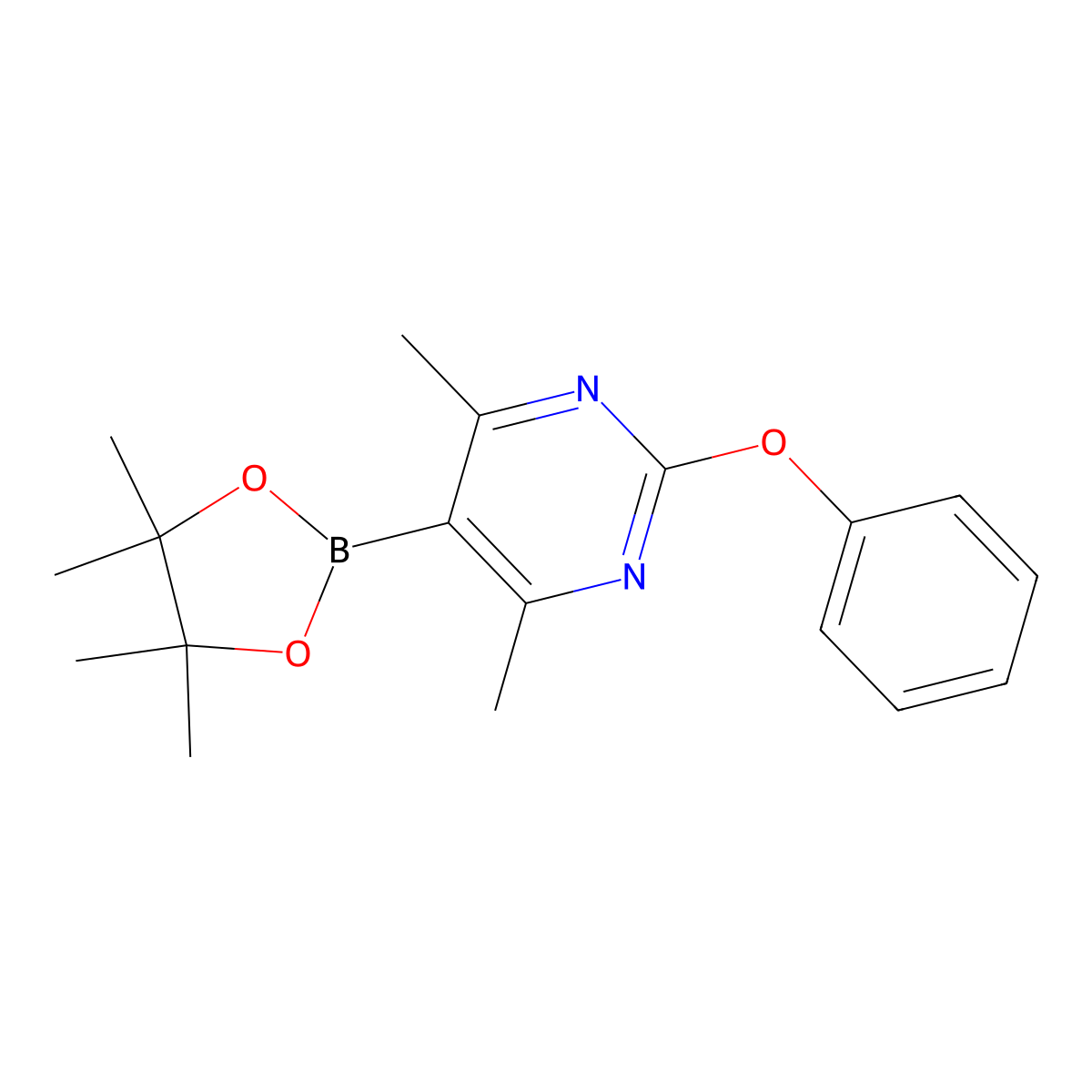 4,6-Dimethyl-2-phenoxy-5-(4,4,5,5-tetramethyl-1,3,2-dioxaborolan-2-yl)pyrimidine molecular structure, CAS 2304634-62-4
