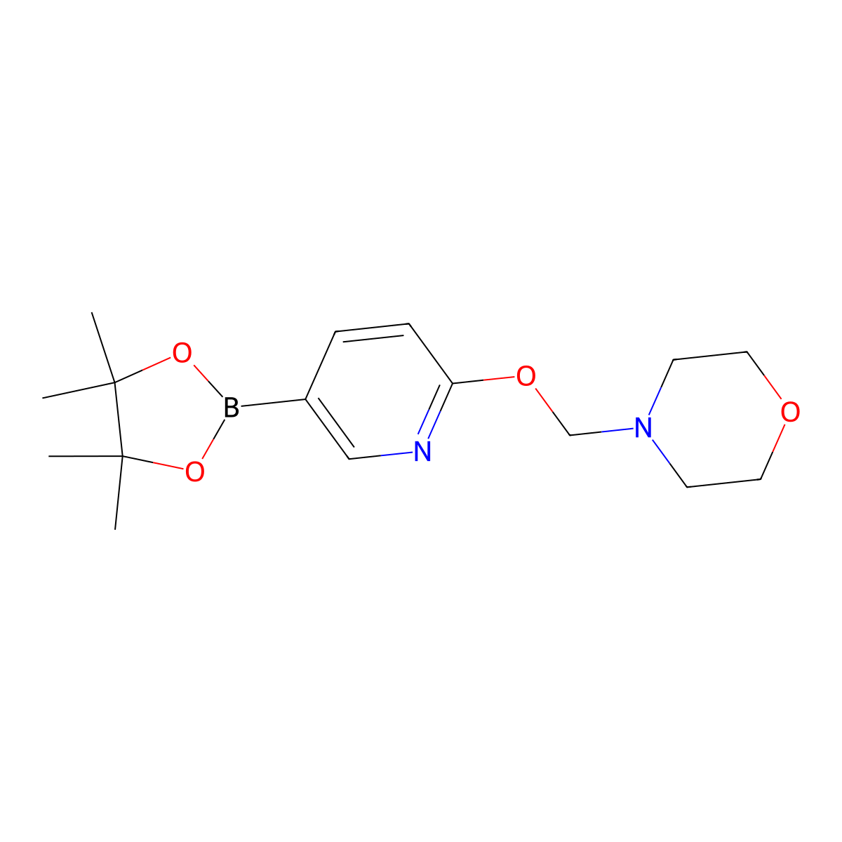 4-(((5-(4,4,5,5-Tetramethyl-1,3,2-dioxaborolan-2-yl)pyridin-2-yl)oxy)methyl)morpholine molecular structure, CAS 2304634-67-9