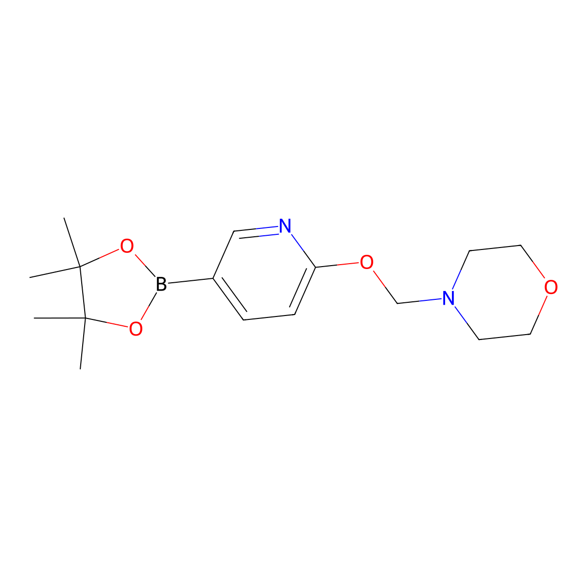 4-(((5-(4,4,5,5-Tetramethyl-1,3,2-dioxaborolan-2-yl)pyridin-2-yl)oxy)methyl)morpholine molecular structure, CAS 2304634-67-9