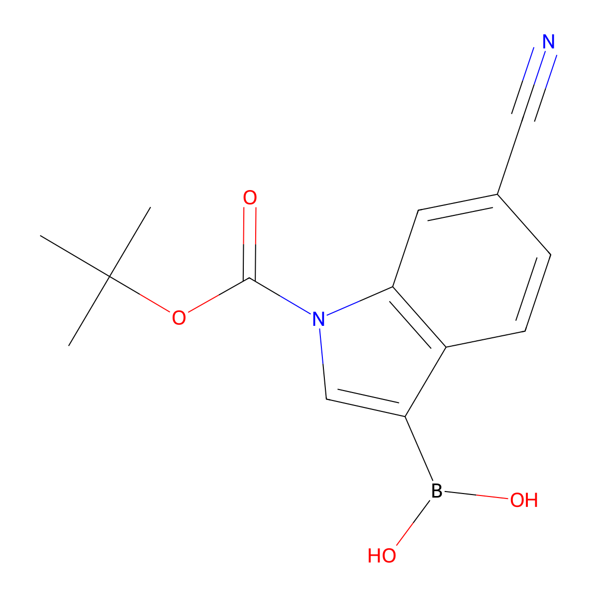 {1-[(tert-butoxy)carbonyl]-6-cyano-1H-indol-3-yl}boronic acid molecular structure, CAS 2304634-71-5