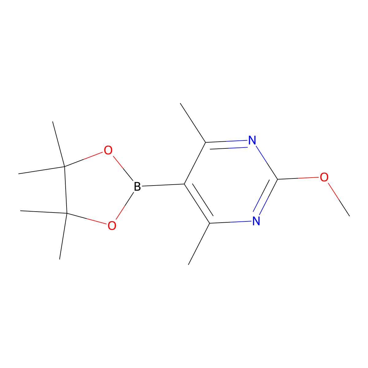 2-Methoxy-4,6-dimethyl-5-(4,4,5,5-tetramethyl-1,3,2-dioxaborolan-2-yl)pyrimidine molecular structure, CAS 2304634-73-7