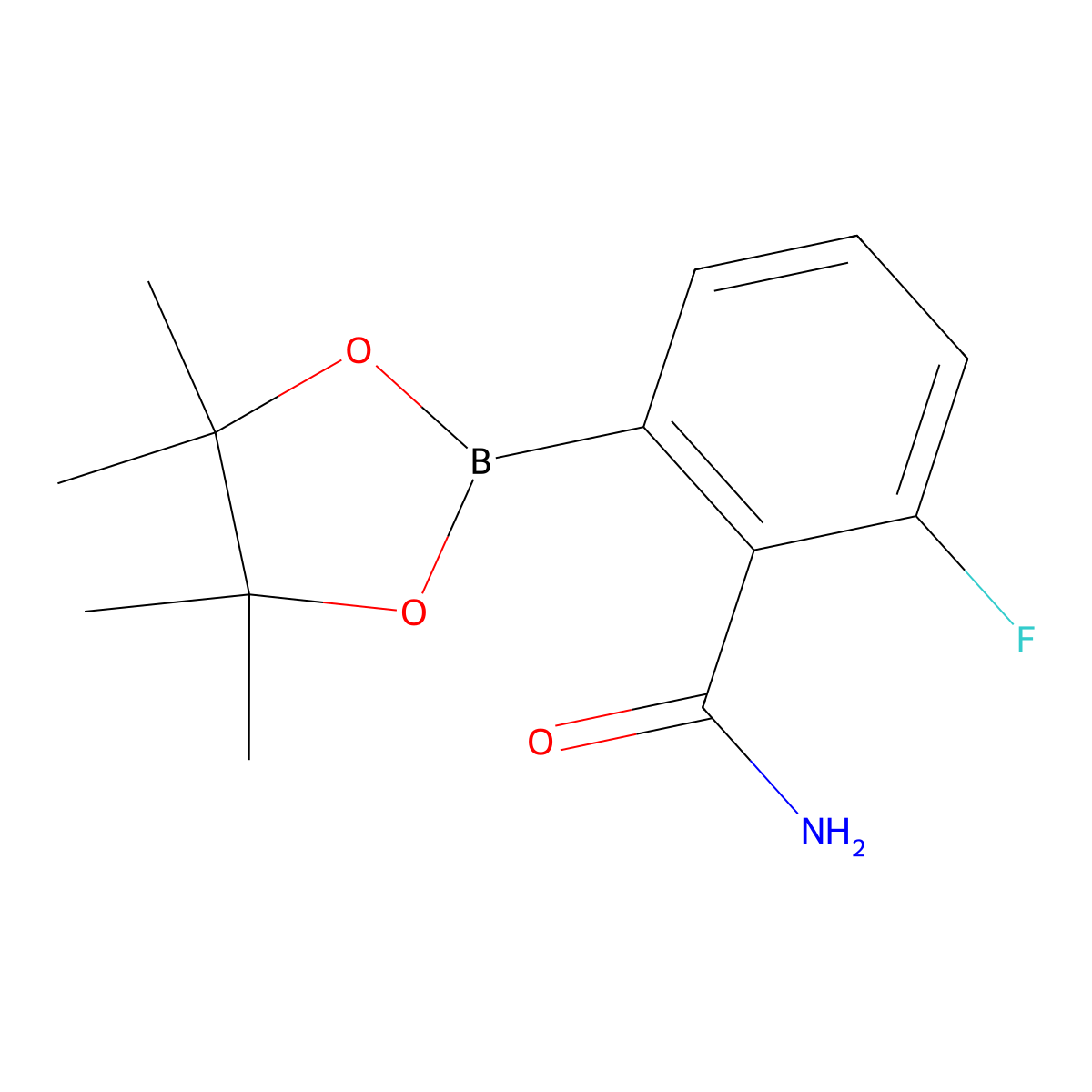 2-Fluoro-6-(4,4,5,5-tetramethyl-1,3,2-dioxaborolan-2-yl)benzamide molecular structure, CAS 2304634-79-3