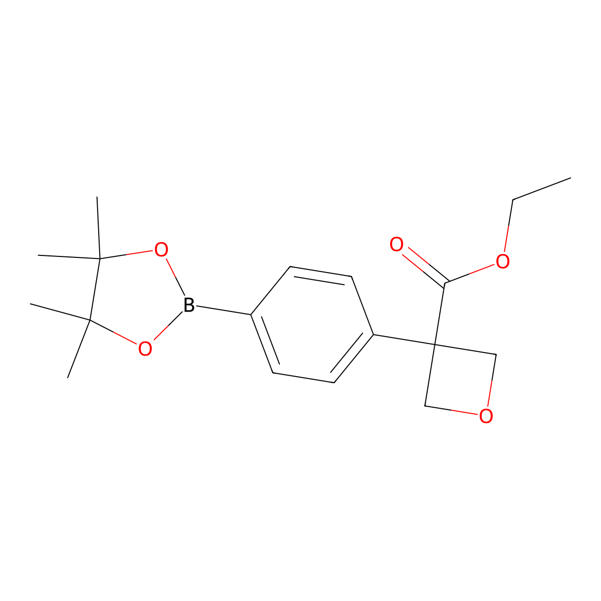 Ethyl 3-(4-(4,4,5,5-tetramethyl-1,3,2-dioxaborolan-2-YL)phenyl)oxetane-3-carboxylate molecular structure, CAS 2304634-81-7