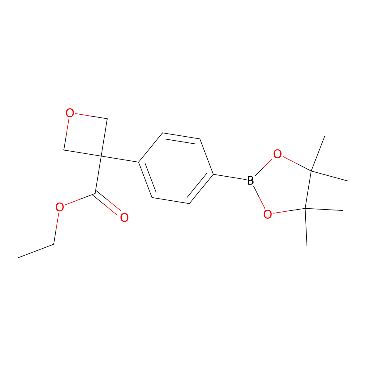 Ethyl 3-(4-(4,4,5,5-tetramethyl-1,3,2-dioxaborolan-2-YL)phenyl)oxetane-3-carboxylate molecular structure, CAS 2304634-81-7