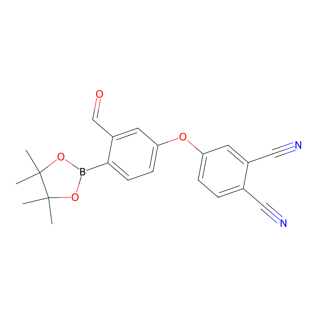 4-(3-Formyl-4-(4,4,5,5-tetramethyl-1,3,2-dioxaborolan-2-YL)phenoxy)phthalonitrile molecular structure, CAS 2304634-82-8