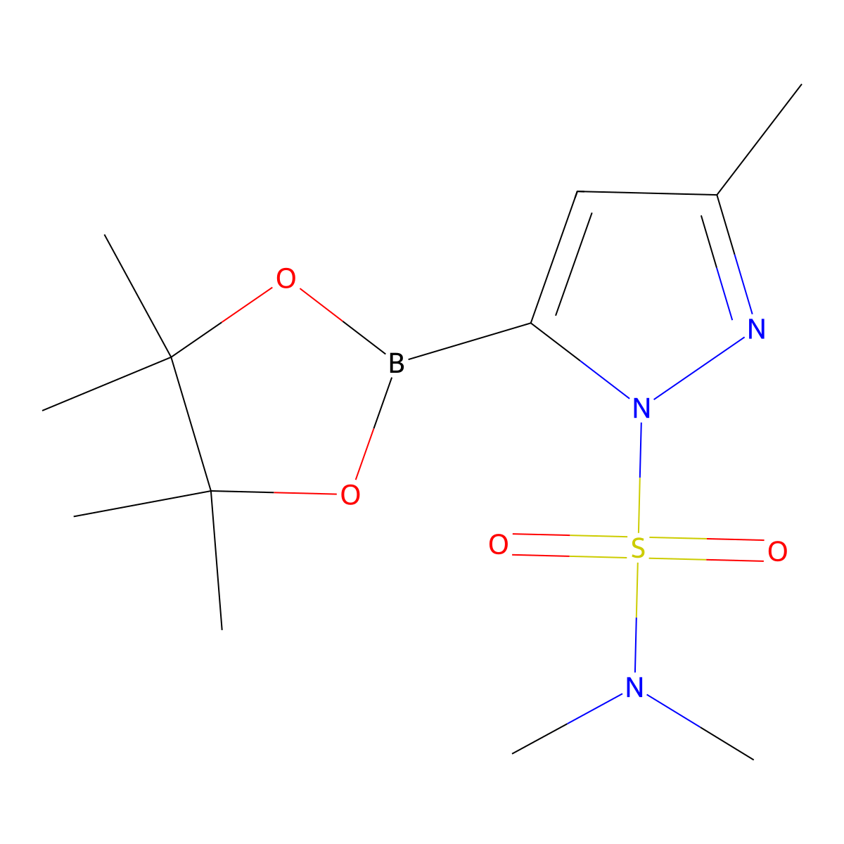 N,N,3-trimethyl-5-(4,4,5,5-tetramethyl-1,3,2-dioxaborolan-2-yl)pyrazole-1-sulfonamide molecular structure, CAS 2304634-84-0