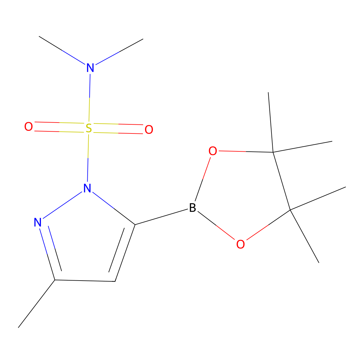 N,N,3-trimethyl-5-(4,4,5,5-tetramethyl-1,3,2-dioxaborolan-2-yl)pyrazole-1-sulfonamide molecular structure, CAS 2304634-84-0