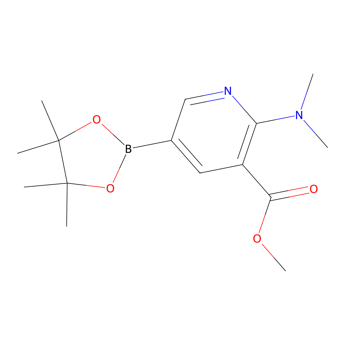 Methyl 2-(dimethylamino)-5-(4,4,5,5-tetramethyl-1,3,2-dioxaborolan-2-YL)nicotinate molecular structure, CAS 2304634-88-4