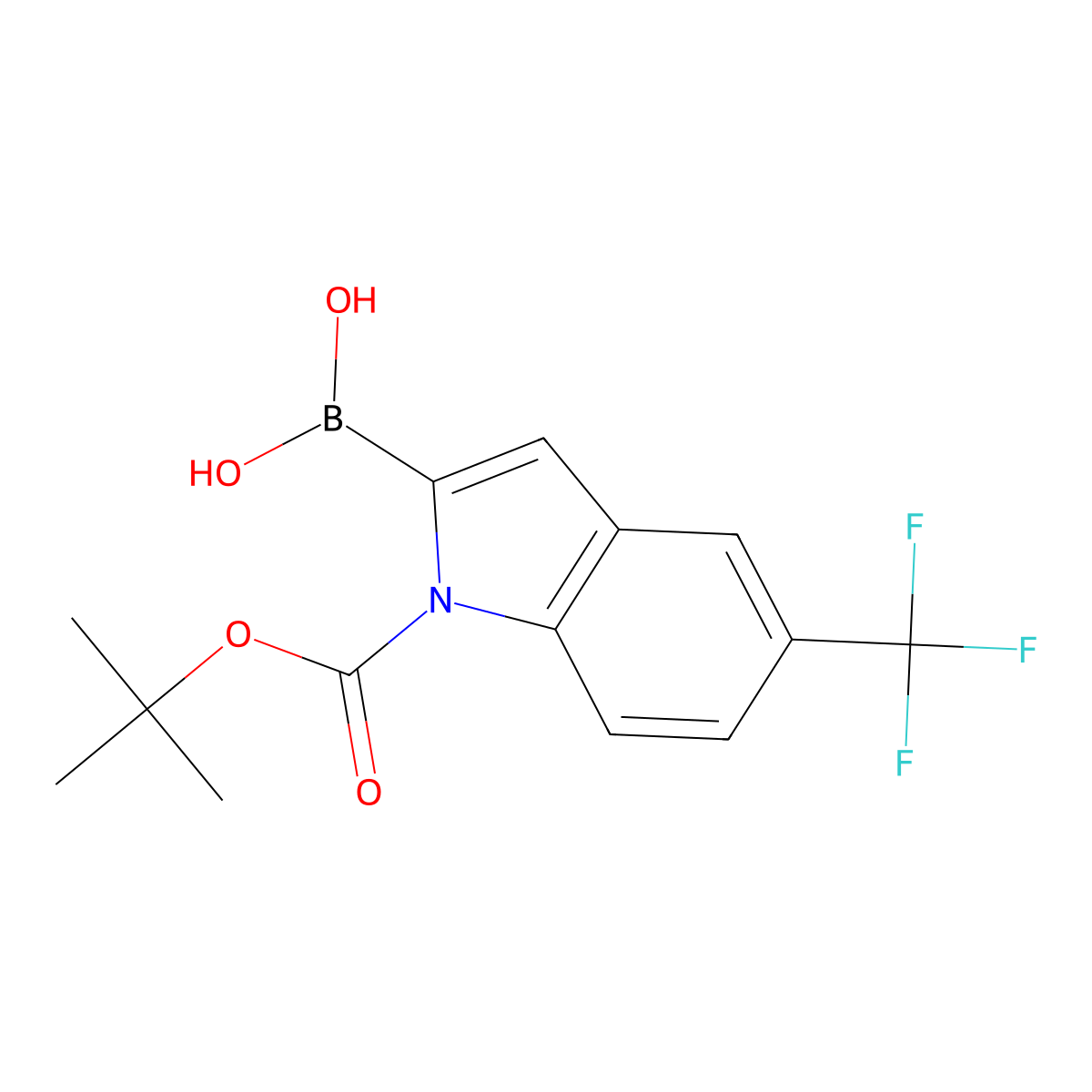 (1-(tert-Butoxycarbonyl)-5-(trifluoromethyl)-1H-indol-2-yl)boronic acid molecular structure, CAS 2304634-92-0