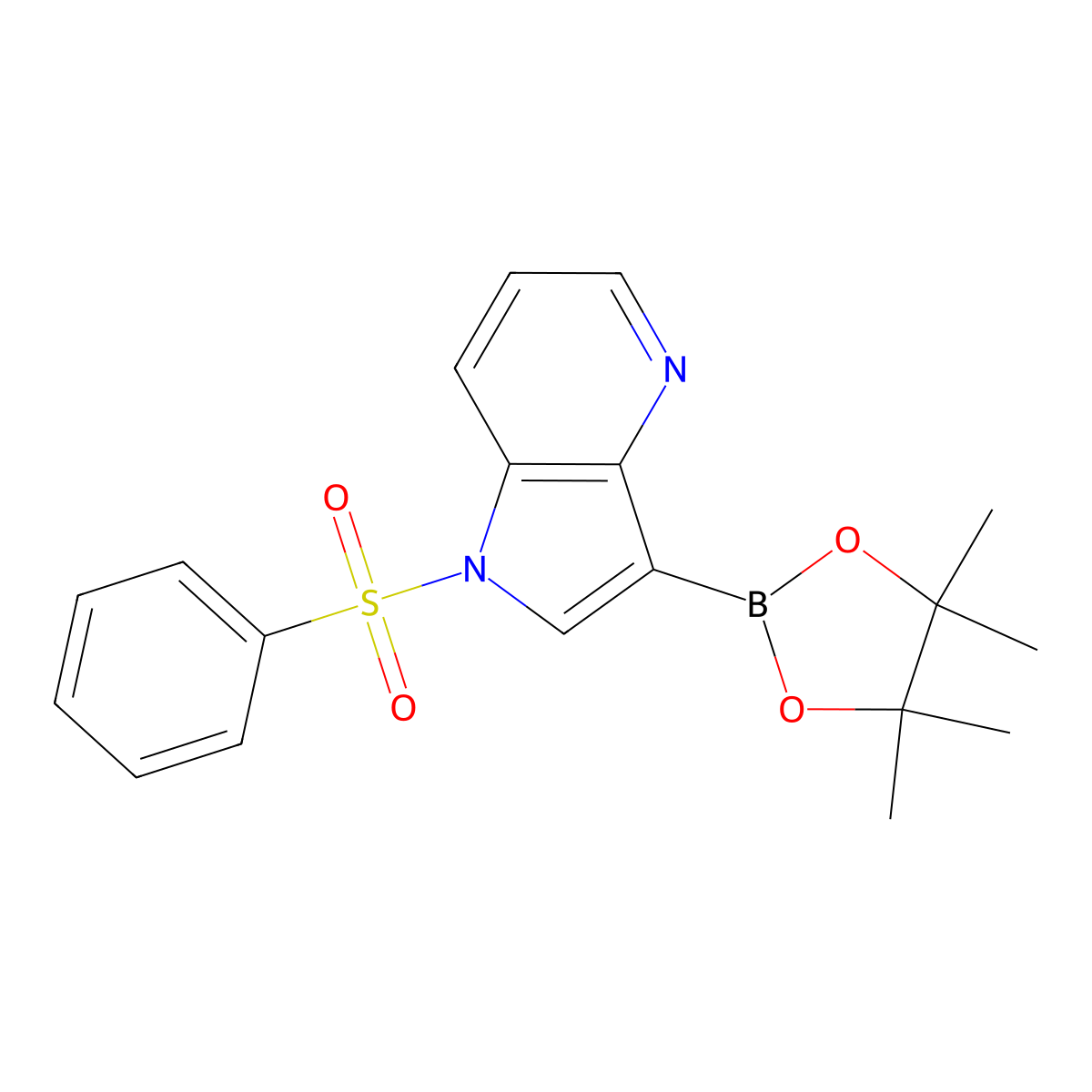 1-(Phenylsulfonyl)-3-(4,4,5,5-tetramethyl-1,3,2-dioxaborolan-2-yl)-1H-pyrrolo[3,2-b]pyridine molecular structure, CAS 2304634-98-6
