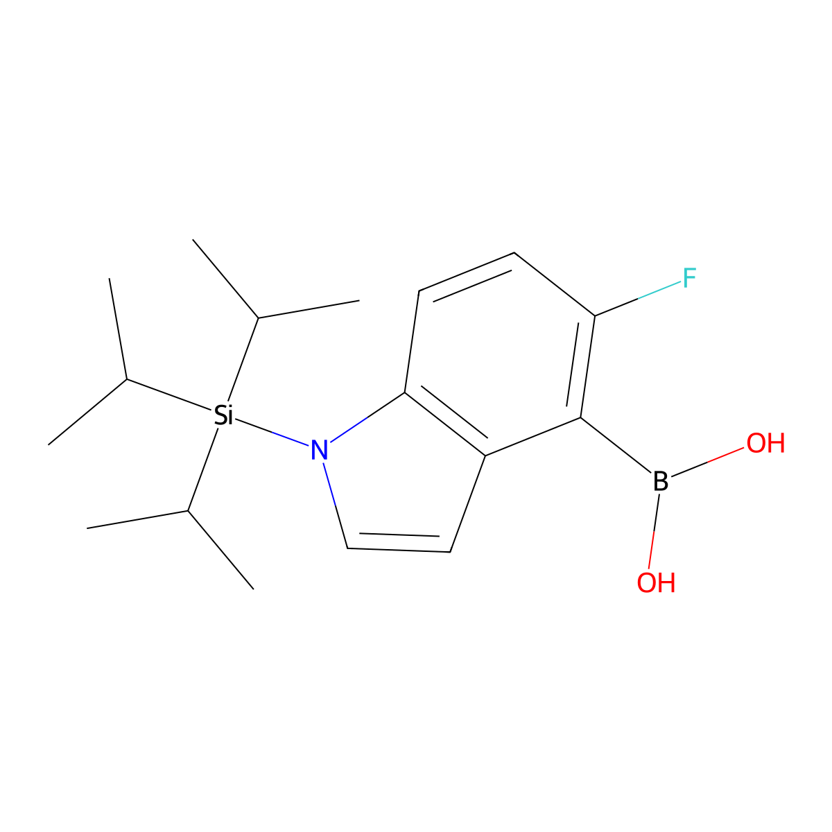 (5-Fluoro-1-(triisopropylsilyl)-1H-indol-4-yl)boronic acid molecular structure, CAS 2304635-01-4