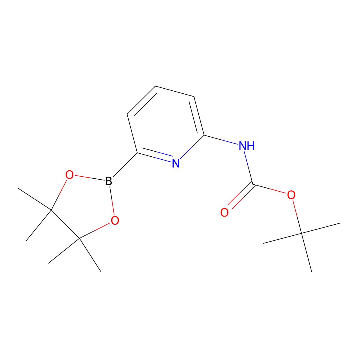 tert-Butyl (6-(4,4,5,5-tetramethyl-1,3,2-dioxaborolan-2-yl)pyridin-2-yl)carbamate molecular structure, CAS 2304635-04-7