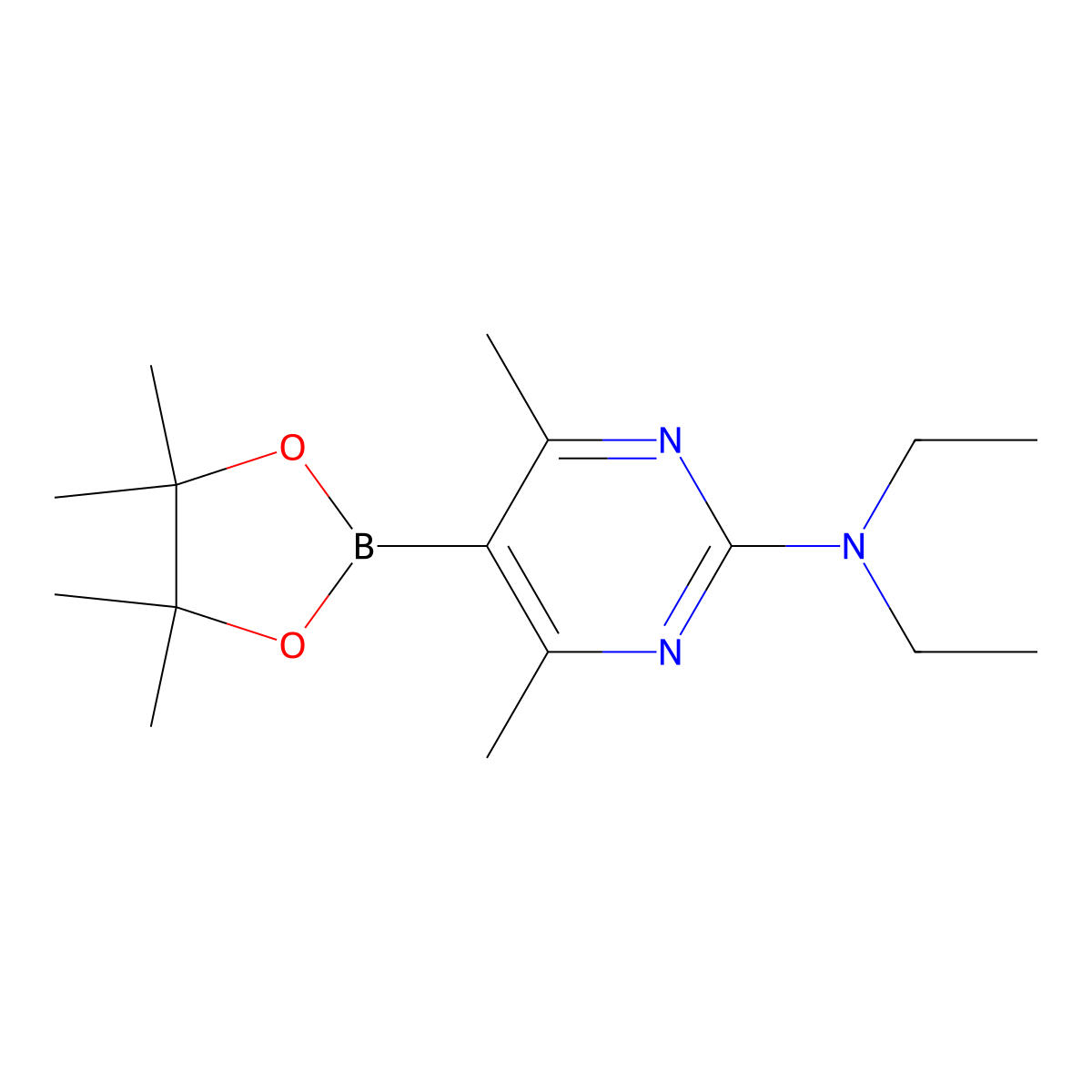 N,N-Diethyl-4,6-dimethyl-5-(4,4,5,5-tetramethyl-1,3,2-dioxaborolan-2-yl)pyrimidin-2-amine molecular structure, CAS 2304635-06-9