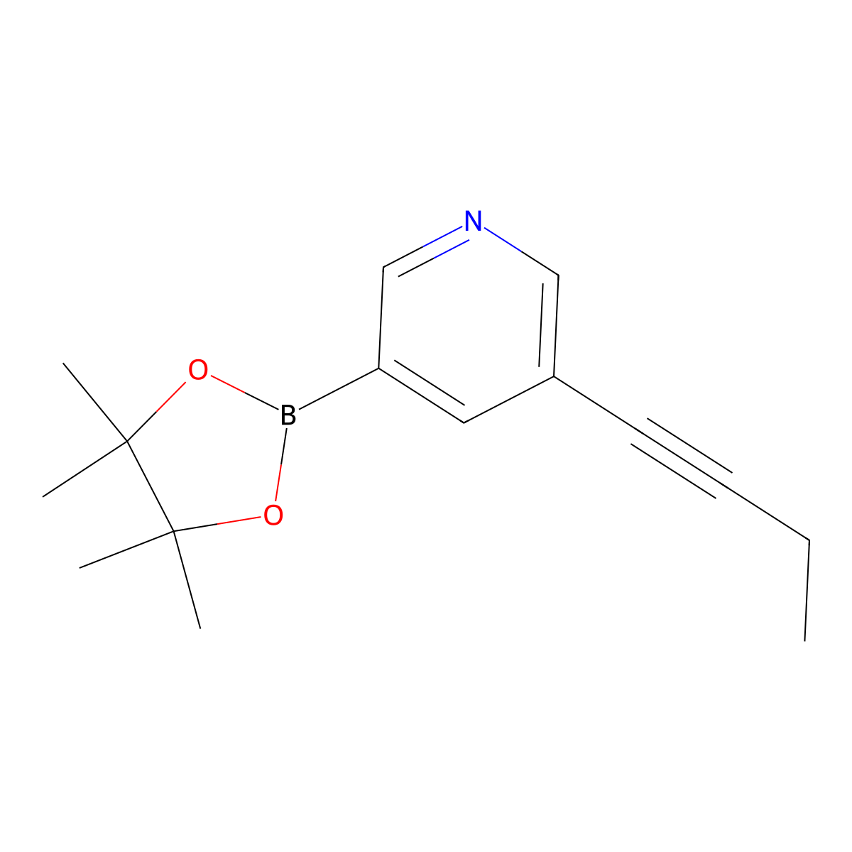 3-(But-1-YN-1-YL)-5-(4,4,5,5-tetramethyl-1,3,2-dioxaborolan-2-YL)pyridine molecular structure, CAS 2304635-07-0