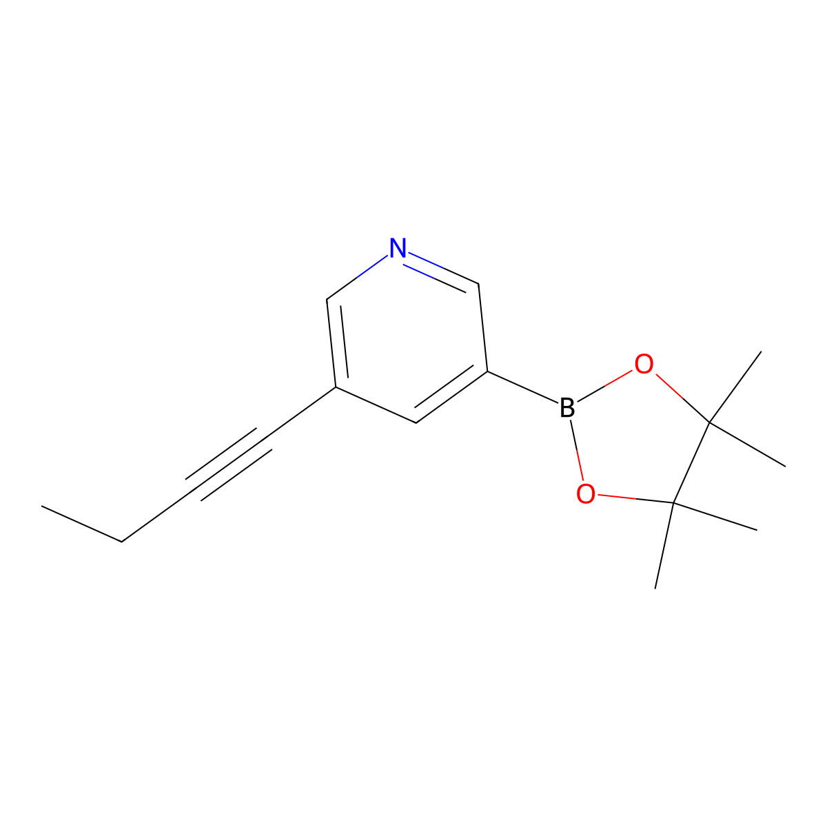 3-(But-1-YN-1-YL)-5-(4,4,5,5-tetramethyl-1,3,2-dioxaborolan-2-YL)pyridine molecular structure, CAS 2304635-07-0