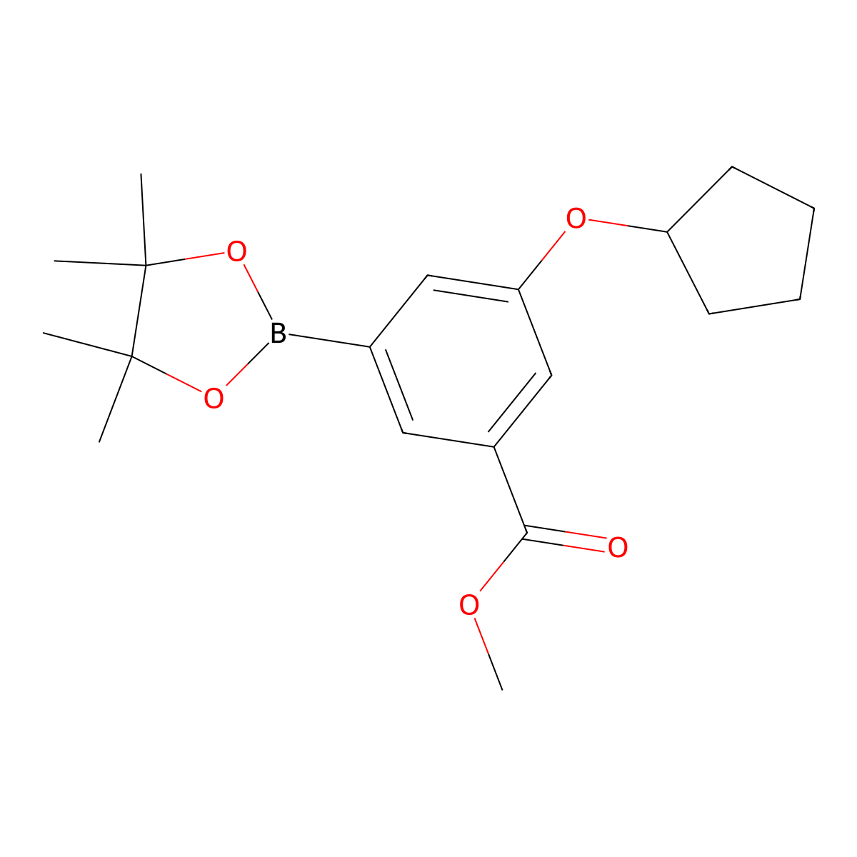 Methyl 3-(cyclopentyloxy)-5-(4,4,5,5-tetramethyl-1,3,2-dioxaborolan-2-YL)benzoate molecular structure, CAS 2304635-09-2