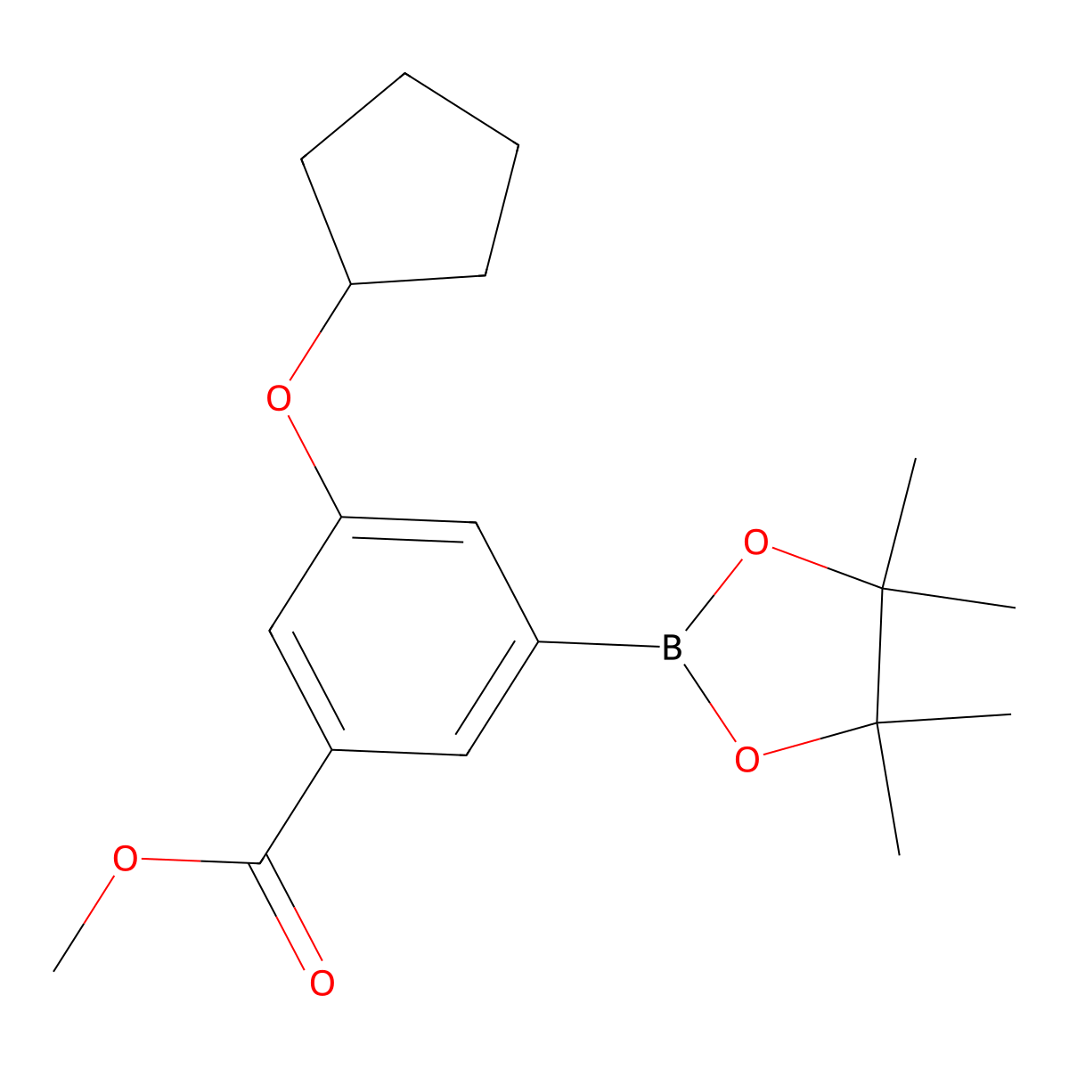 Methyl 3-(cyclopentyloxy)-5-(4,4,5,5-tetramethyl-1,3,2-dioxaborolan-2-YL)benzoate molecular structure, CAS 2304635-09-2