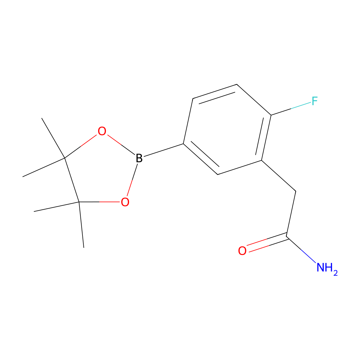 2-(2-Fluoro-5-(4,4,5,5-tetramethyl-1,3,2-dioxaborolan-2-yl)phenyl)acetamide molecular structure, CAS 2304635-10-5