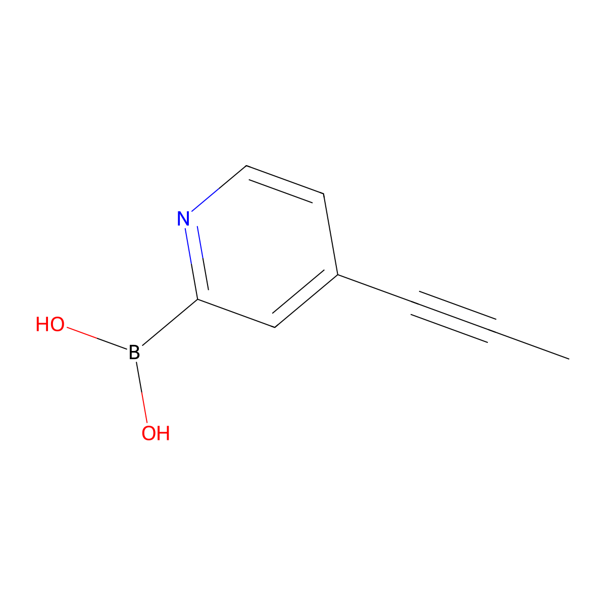 (4-(Prop-1-YN-1-YL)pyridin-2-YL)boronic acid molecular structure, CAS 2304635-12-7