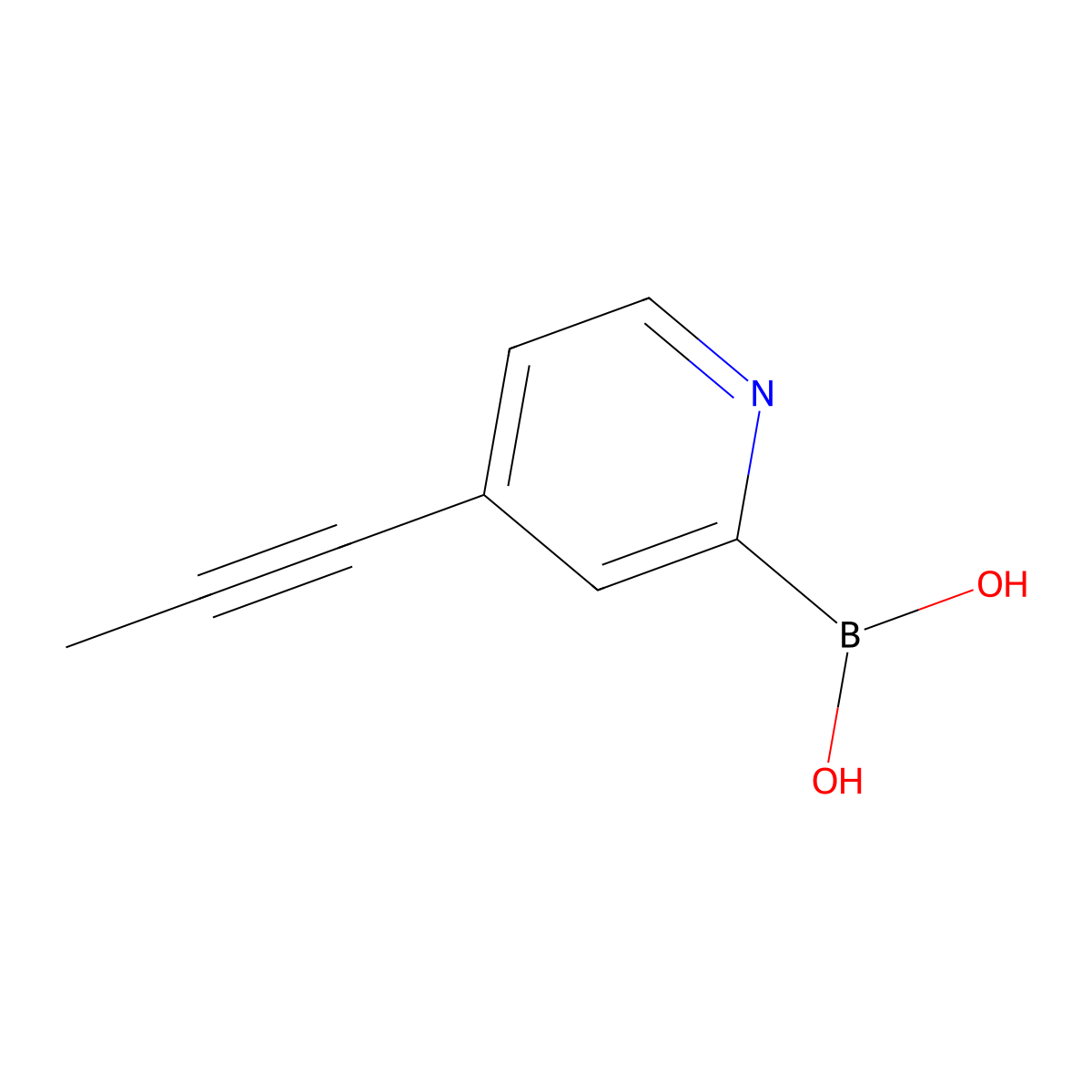 (4-(Prop-1-YN-1-YL)pyridin-2-YL)boronic acid molecular structure, CAS 2304635-12-7