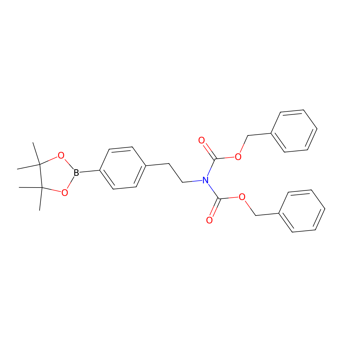 Benzyl ((benzyloxy)carbonyl)(4-(4,4,5,5-tetramethyl-1,3,2-dioxaborolan-2-yl)phenethyl)carbamate molecular structure, CAS 2304635-13-8