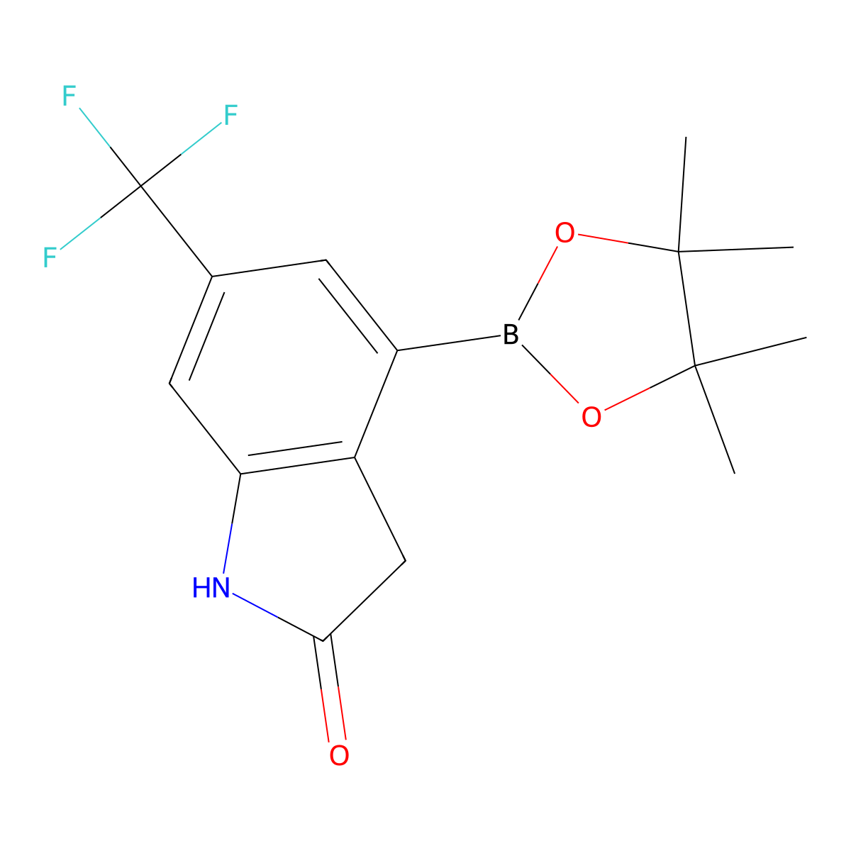 4-(4,4,5,5-tetramethyl-1,3,2-dioxaborolan-2-yl)-6-(trifluoromethyl)-2,3-dihydro-1H-indol-2-one molecular structure, CAS 2304635-22-9