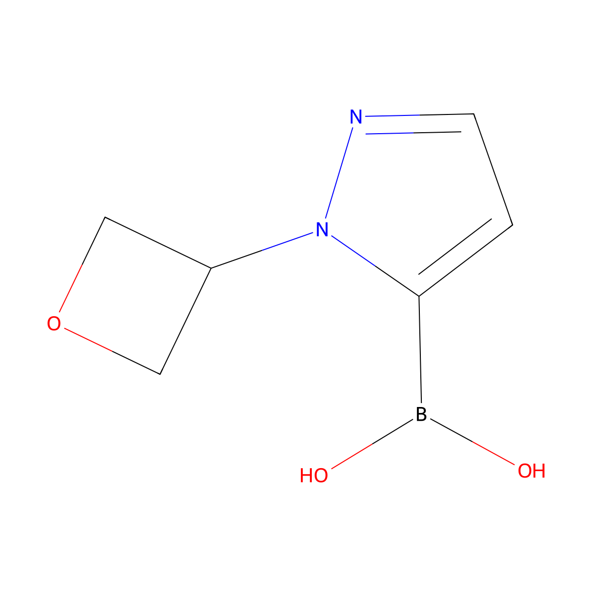 (1-(Oxetan-3-yl)-1H-pyrazol-5-yl)boronic acid molecular structure, CAS 2304635-25-2