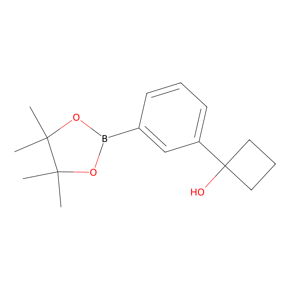 1-(3-(4,4,5,5-Tetramethyl-1,3,2-dioxaborolan-2-YL)phenyl)cyclobutan-1-OL molecular structure, CAS 2304635-30-9
