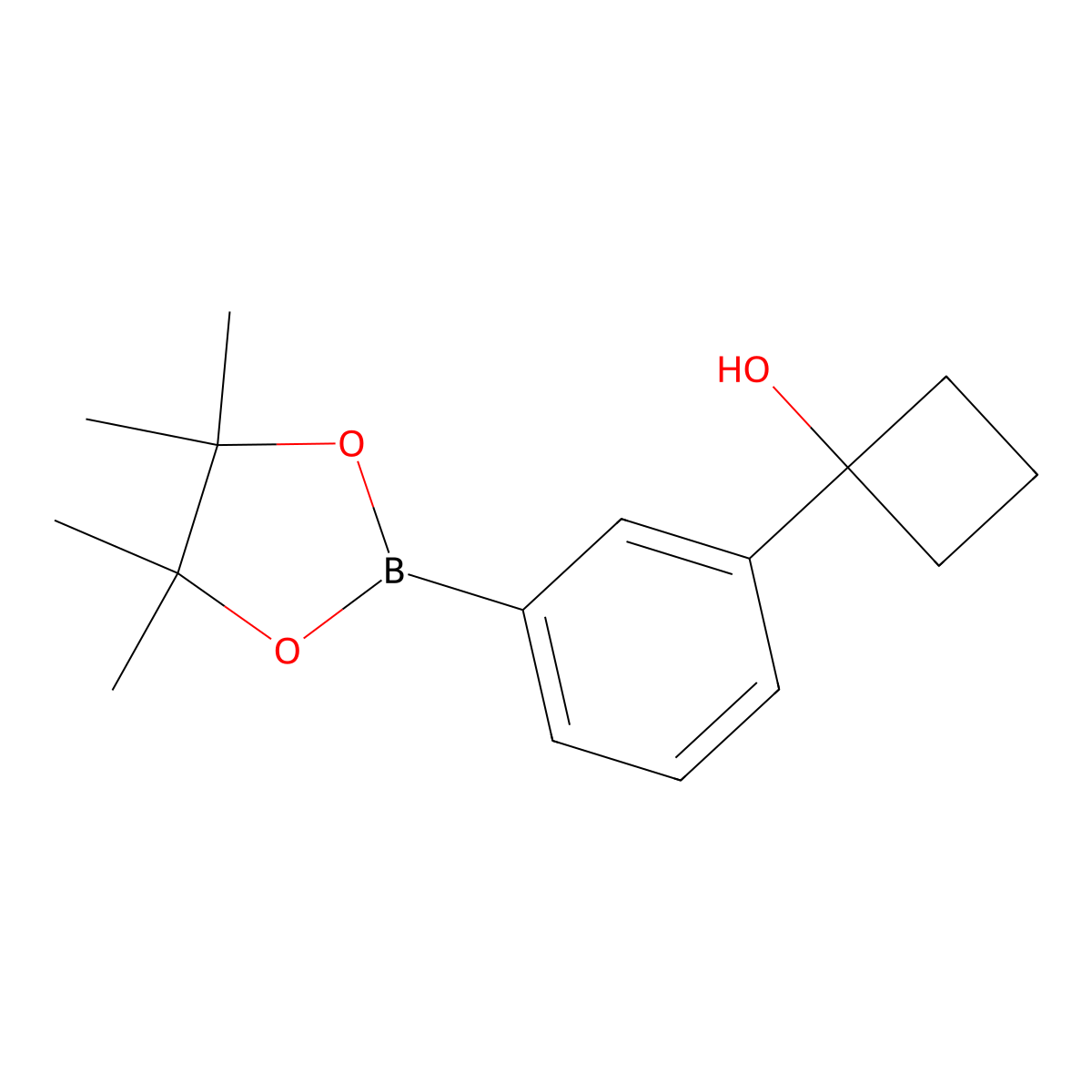 1-(3-(4,4,5,5-Tetramethyl-1,3,2-dioxaborolan-2-YL)phenyl)cyclobutan-1-OL molecular structure, CAS 2304635-30-9