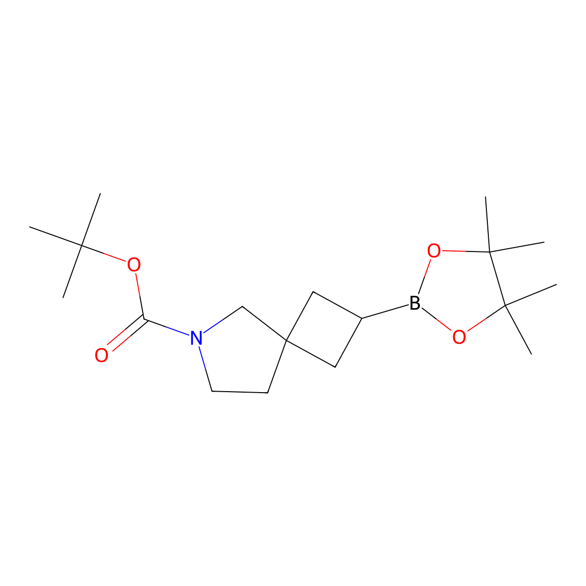 Tert-butyl 2-(4,4,5,5-tetramethyl-1,3,2-dioxaborolan-2-YL)-6-azaspiro[3.4]octane-6-carboxylate molecular structure, CAS 2304635-35-4
