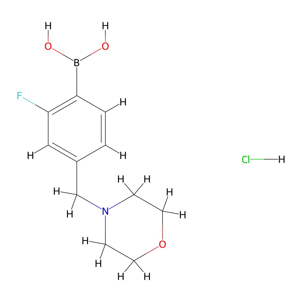 2-Fluoro-4-(morpholinomethyl)phenylboronic acid hydrochloride molecular structure, CAS 2304635-40-1