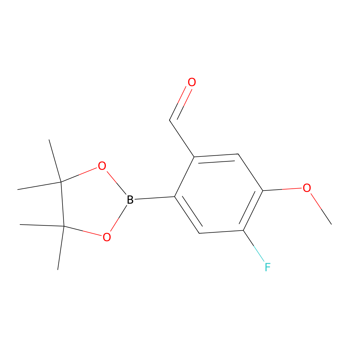 4-Fluoro-5-methoxy-2-(4,4,5,5-tetramethyl-1,3,2-dioxaborolan-2-YL)benzaldehyde molecular structure, CAS 2304635-42-3