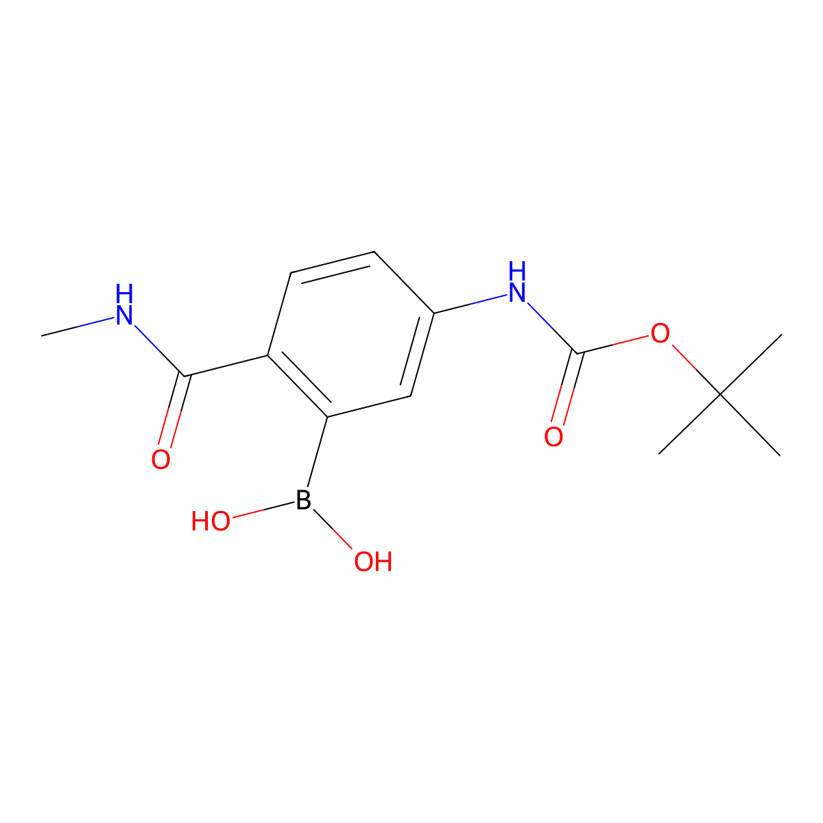 (5-((Tert-butoxycarbonyl)amino)-2-(methylcarbamoyl)phenyl)boronic acid molecular structure, CAS 2304635-48-9