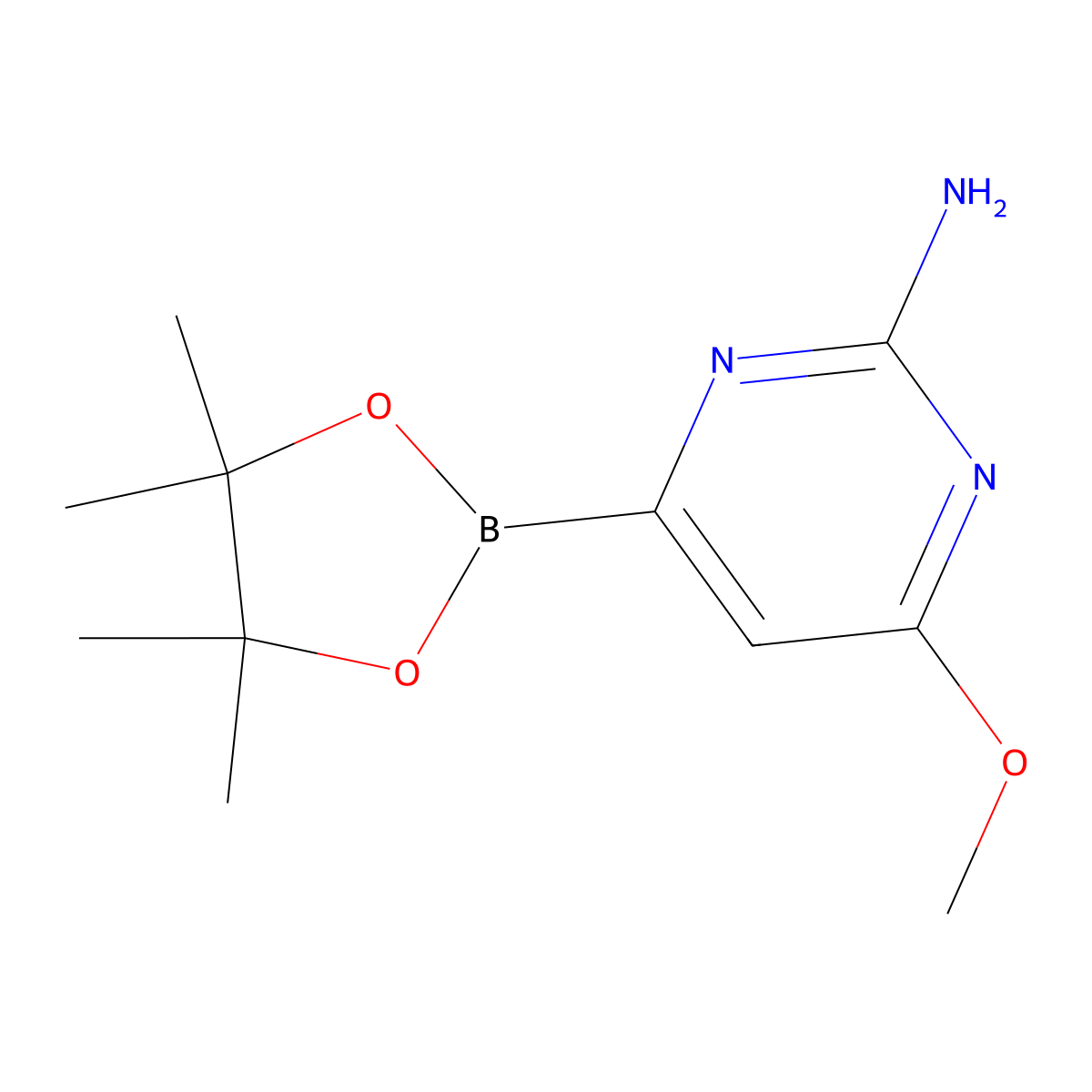 4-Methoxy-6-(4,4,5,5-tetramethyl-1,3,2-dioxaborolan-2-YL)pyrimidin-2-amine molecular structure, CAS 2304635-50-3