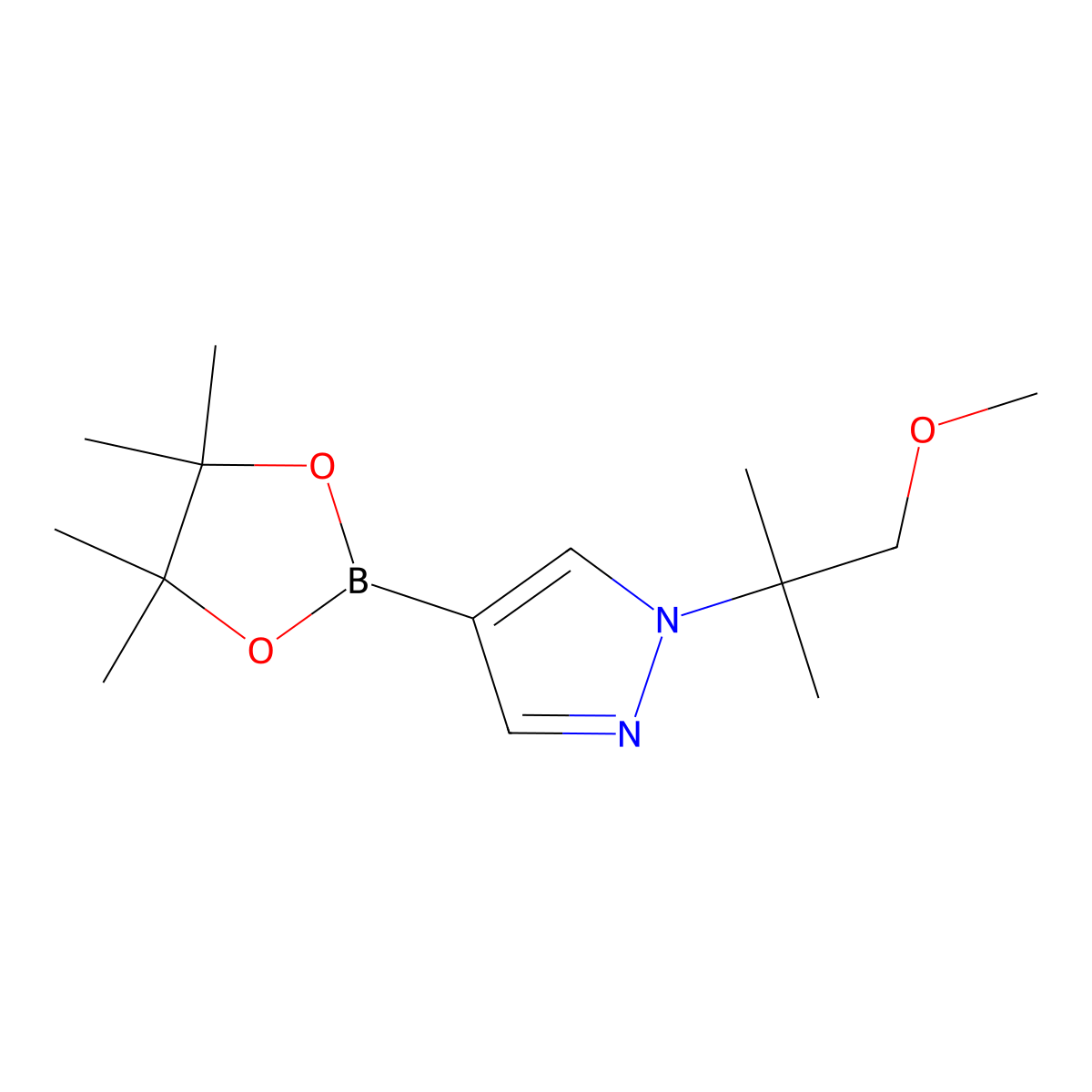 1-(1-methoxy-2-methylpropan-2-yl)-4-(4,4,5,5-tetramethyl-1,3,2-dioxaborolan-2-yl)-1H-pyrazole molecular structure, CAS 2304635-54-7
