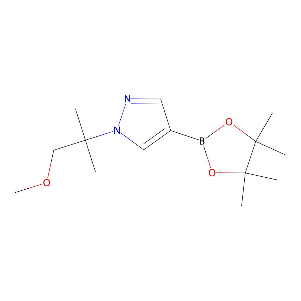1-(1-methoxy-2-methylpropan-2-yl)-4-(4,4,5,5-tetramethyl-1,3,2-dioxaborolan-2-yl)-1H-pyrazole molecular structure, CAS 2304635-54-7