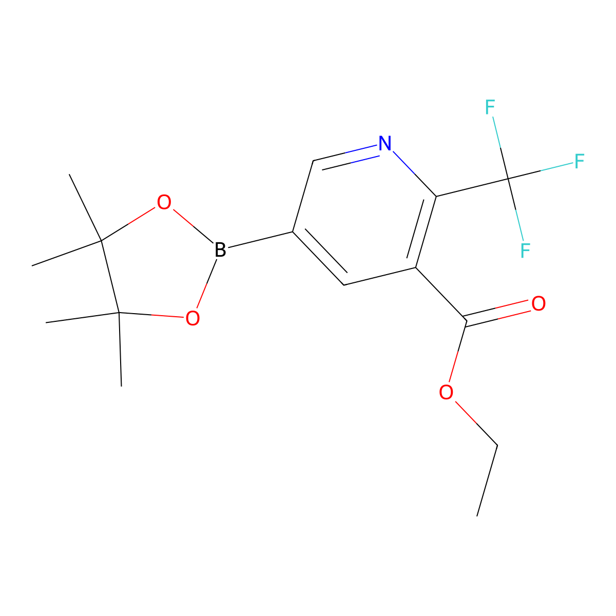 Ethyl 5-(4,4,5,5-tetramethyl-1,3,2-dioxaborolan-2-yl)-2-(trifluoromethyl)nicotinate molecular structure, CAS 2304635-56-9