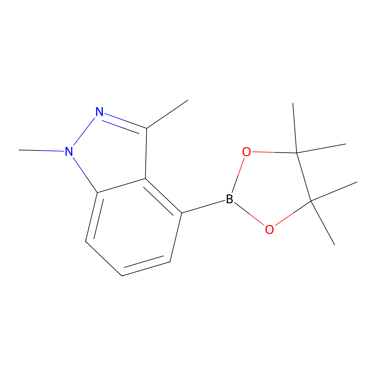 1,3-Dimethyl-4-(4,4,5,5-tetramethyl-1,3,2-dioxaborolan-2-yl)-1H-indazole molecular structure, CAS 2304635-58-1