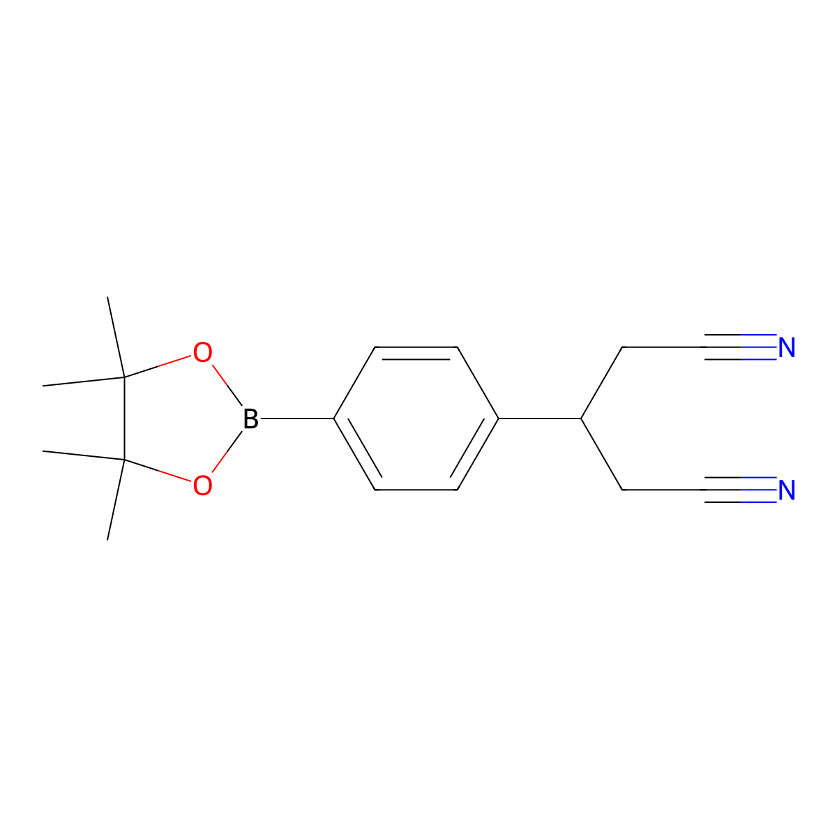 3-(4-(4,4,5,5-Tetramethyl-1,3,2-dioxaborolan-2-yl)phenyl)pentanedinitrile molecular structure, CAS 2304635-62-7
