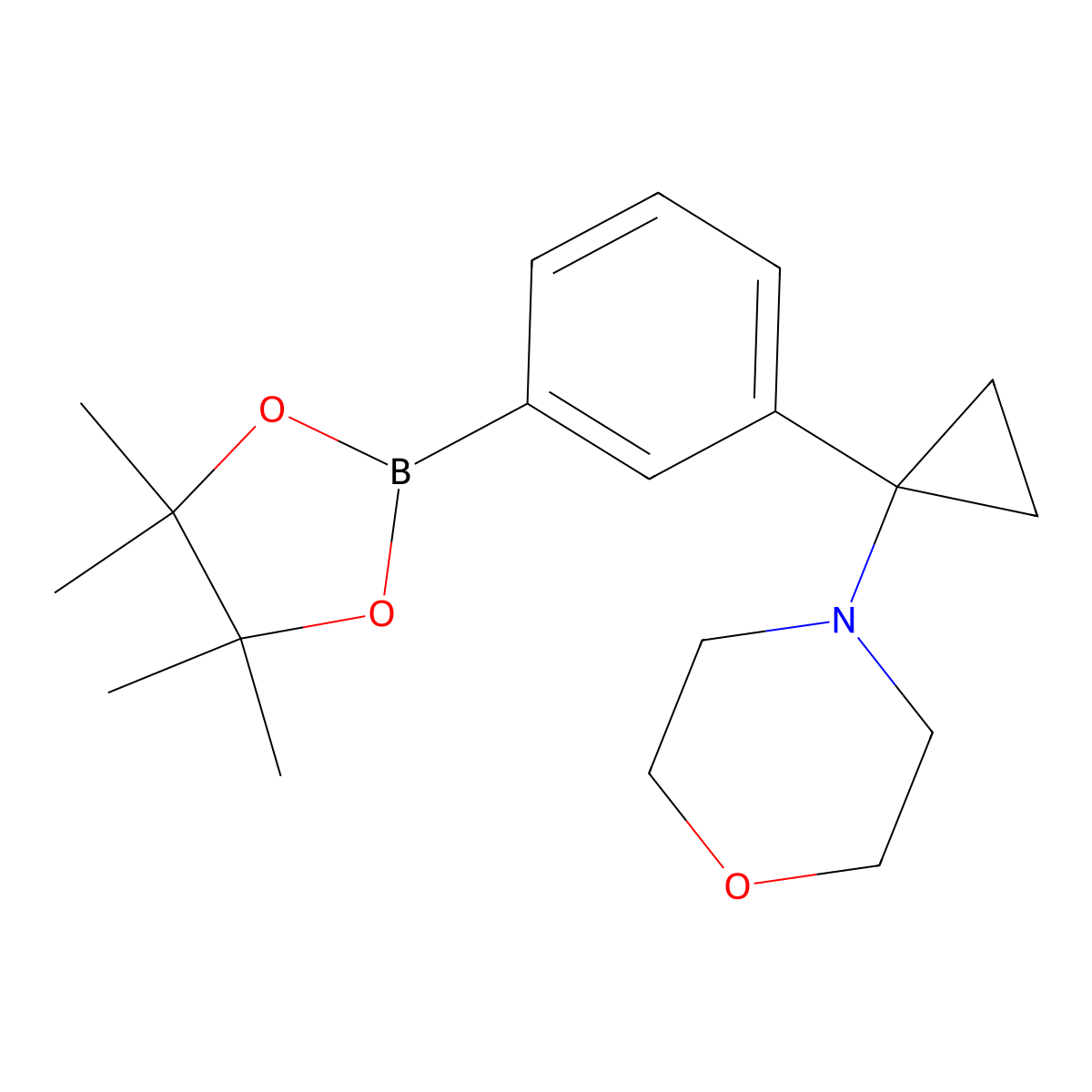 4-(1-(3-(4,4,5,5-Tetramethyl-1,3,2-dioxaborolan-2-yl)phenyl)cyclopropyl)morpholine molecular structure, CAS 2304635-63-8