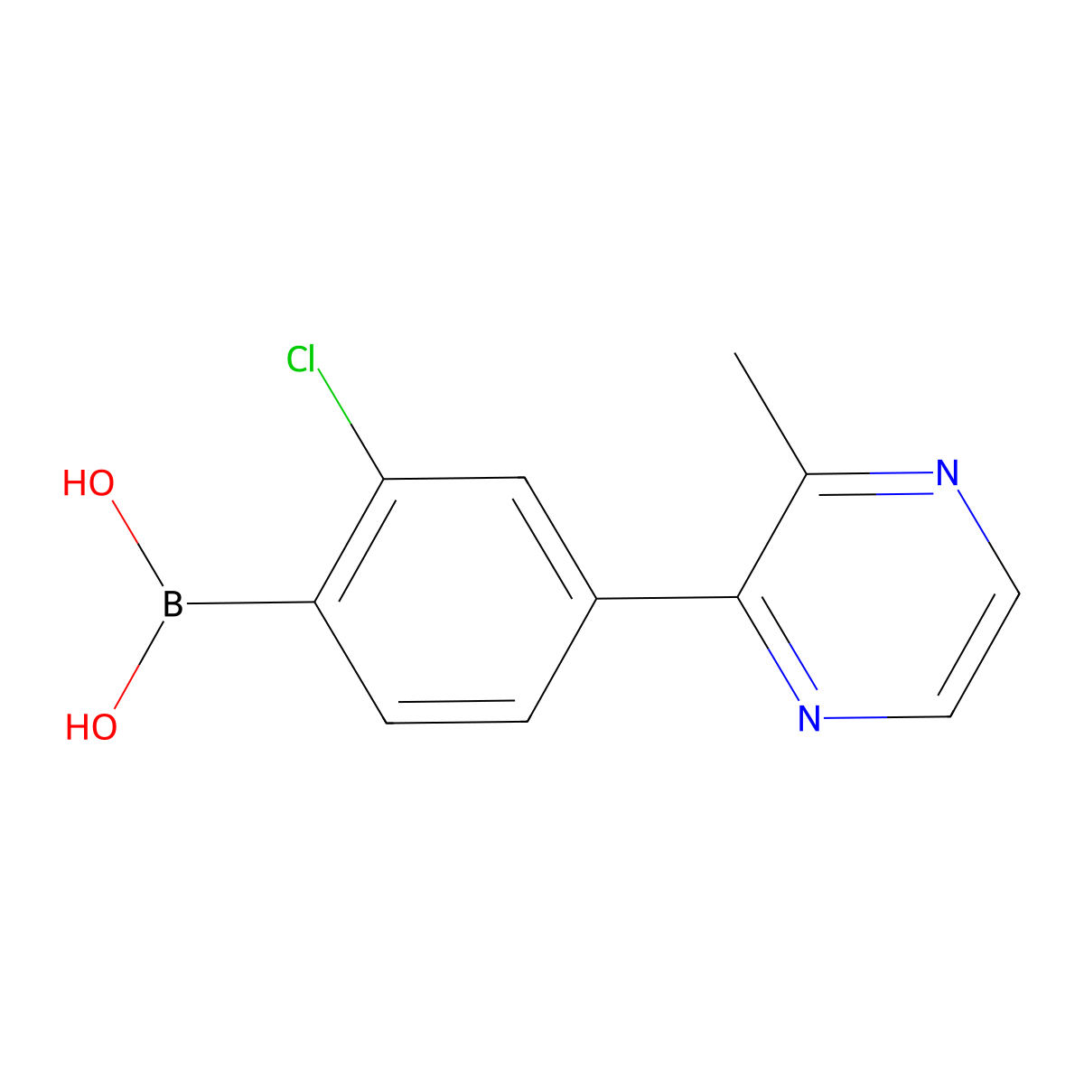 (2-Chloro-4-(3-methylpyrazin-2-yl)phenyl)boronic acid molecular structure, CAS 2304635-69-4
