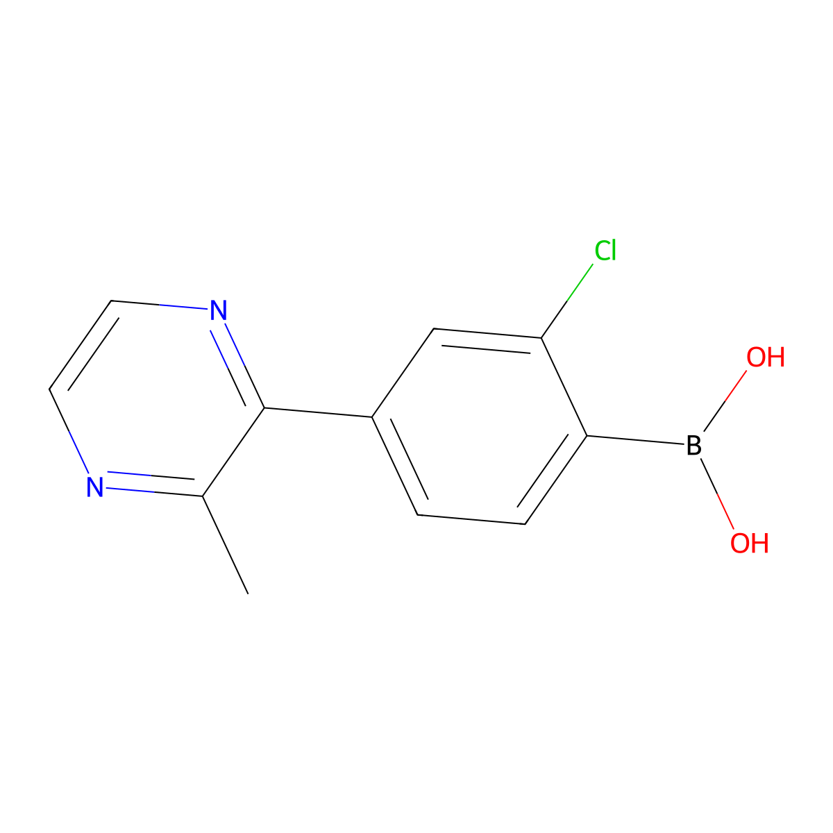 (2-Chloro-4-(3-methylpyrazin-2-yl)phenyl)boronic acid molecular structure, CAS 2304635-69-4
