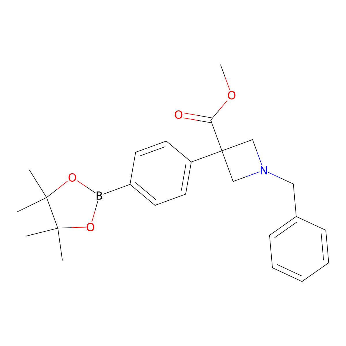 Methyl 1-benzyl-3-(4-(4,4,5,5-tetramethyl-1,3,2-dioxaborolan-2-YL)phenyl)azetidine-3-carboxylate molecular structure, CAS 2304635-70-7