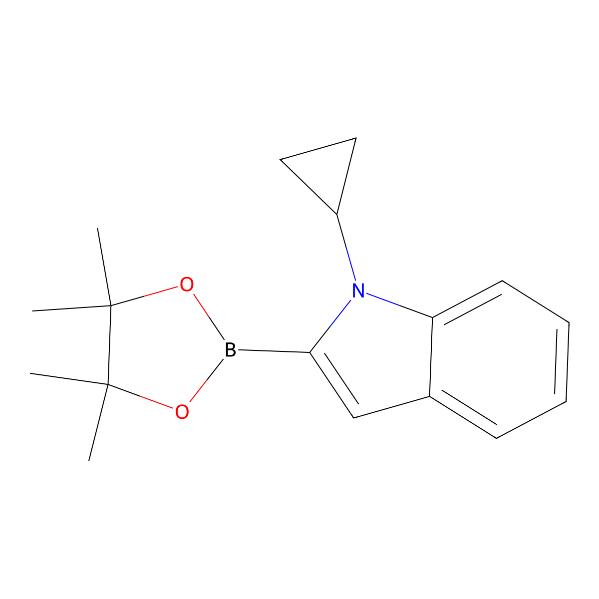 1-cyclopropyl-2-(4,4,5,5-tetramethyl-1,3,2-dioxaborolan-2-yl)-1H-indole molecular structure, CAS 2304635-76-3