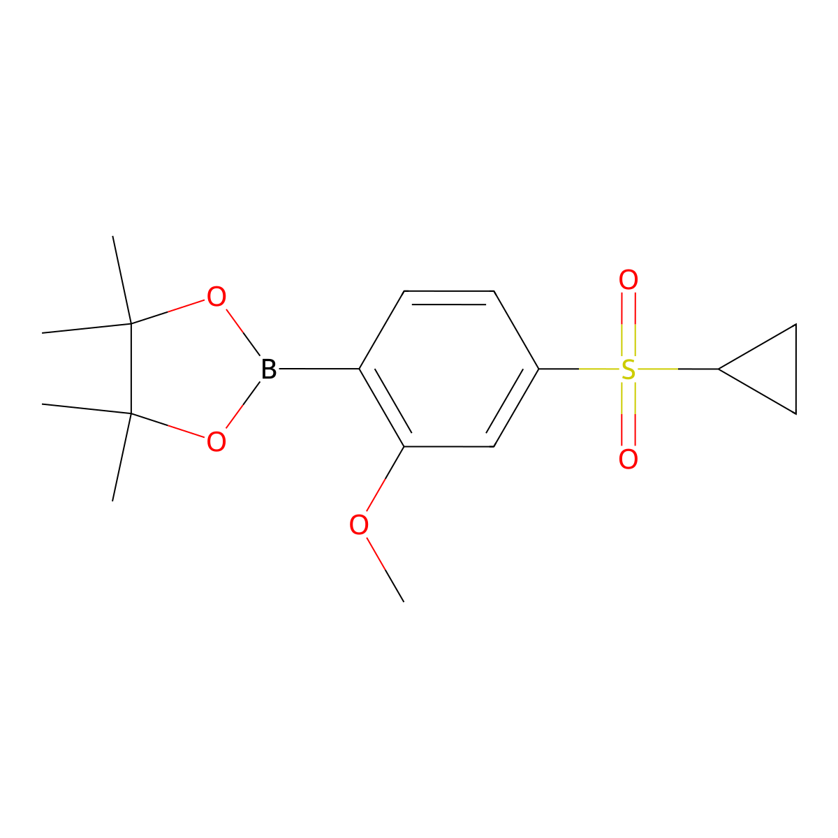 2-(4-(Cyclopropylsulfonyl)-2-methoxyphenyl)-4,4,5,5-tetramethyl-1,3,2-dioxaborolane molecular structure, CAS 2304635-82-1